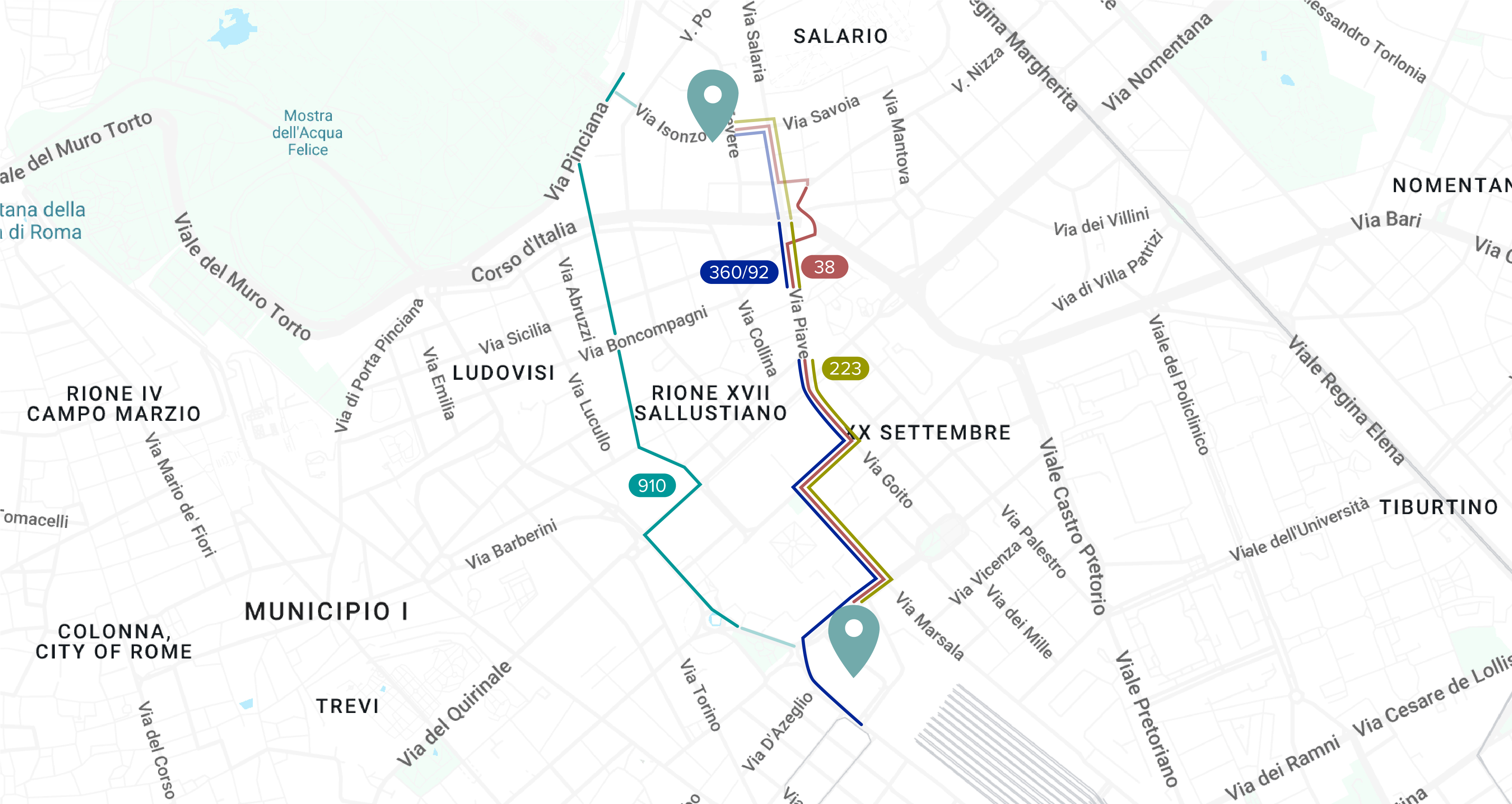 Tragitto dalla stazione di Roma Termini